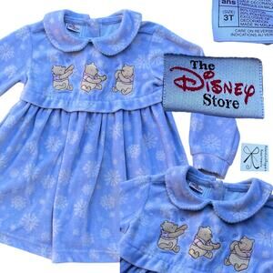 The Disney Store Classic Pooh Snowflake Velour Dress Kids Sz 3T